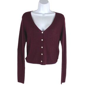 Everlane The Ultrafine Merino Ribbed Cardigan Medium Burgundy Merino NWT